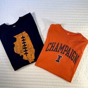 University of Illinois Orange and Blue Short Sleeve Tees Mens Large